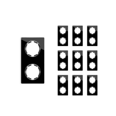 Plaque de finition Garda en verre, 2 postes, vertical (pack 10)-"Noir"
