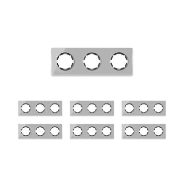 Plaque de finition Garda en verre, horizontal, 3 postes (pack 7)-"Gris"