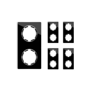 Plaque de finition Garda en verre, 2 postes, vertical (pack 5)-"Noir"
