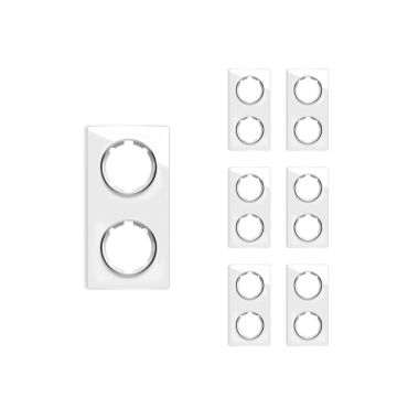Plaque de finition Garda en verre, 2 postes, vertical (pack 7)-"Blanc"