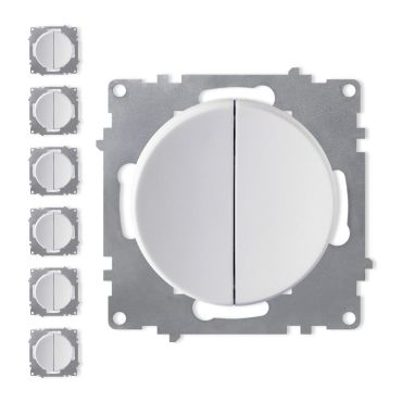 Interrupteur double, 1 voie (pack de 7)-"Blanc 7 piéces"