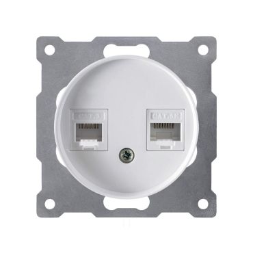 Prise double 2xRJ45, Cat.5e UTP-"Blanc"