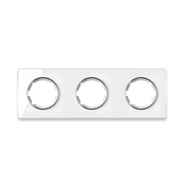 Plaque de finition Garda en verre,  horizontal, 3 postes-"Blanc"