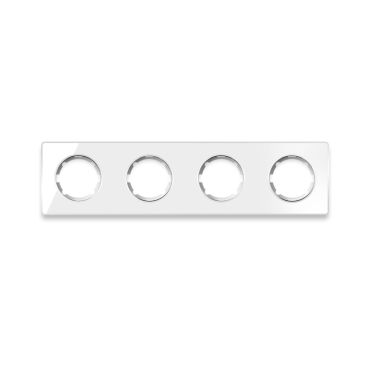 Plaque de finition Garda en verre 4 postes, horizontal, encastré-"Blanc"