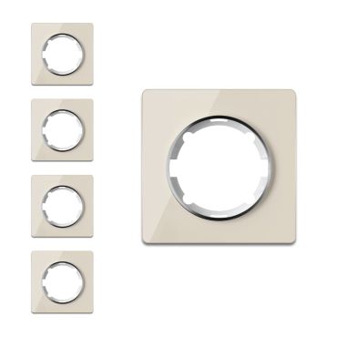 Plaque de finition Garda en verre, 1 poste, encastré (pack de 5)-"Beige 5 piéces"