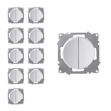 Interrupteur double, 1 voie (pack de 10)-"Blanc 10 piéces"