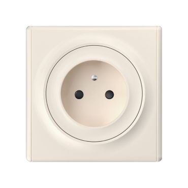Prise de courant avec terre 16A – ensemble complet – cadre de finition plastique – série Florence – beige