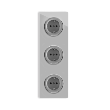Plaque 3 postes Garda Vertical + 3 Prises avec terre-"Gris"