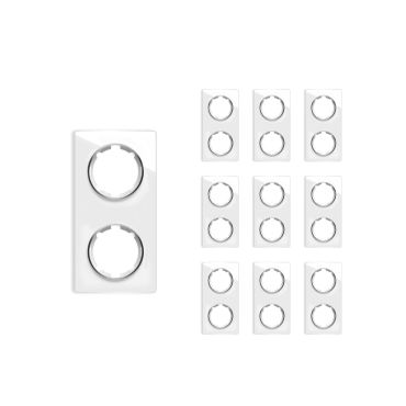 Plaque de finition Garda en verre, 2 postes, vertical (pack 10)-"Blanc"