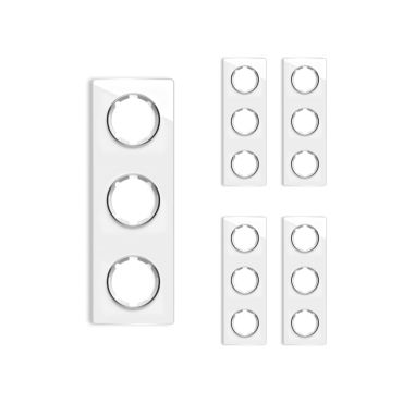 Plaque de finition en verre Garda, 3 postes, vertical (pack 5)-"Blanc"