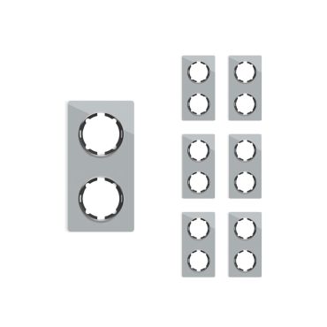 Plaque de finition Garda en verre, 2 postes, vertical (pack 7)-"Gris"